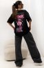 Czarny t-shirt damski oversize - Różowa Pantera-1